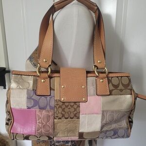 Coach Patchwork Shoulder Bag - Pink, Brown, Cream